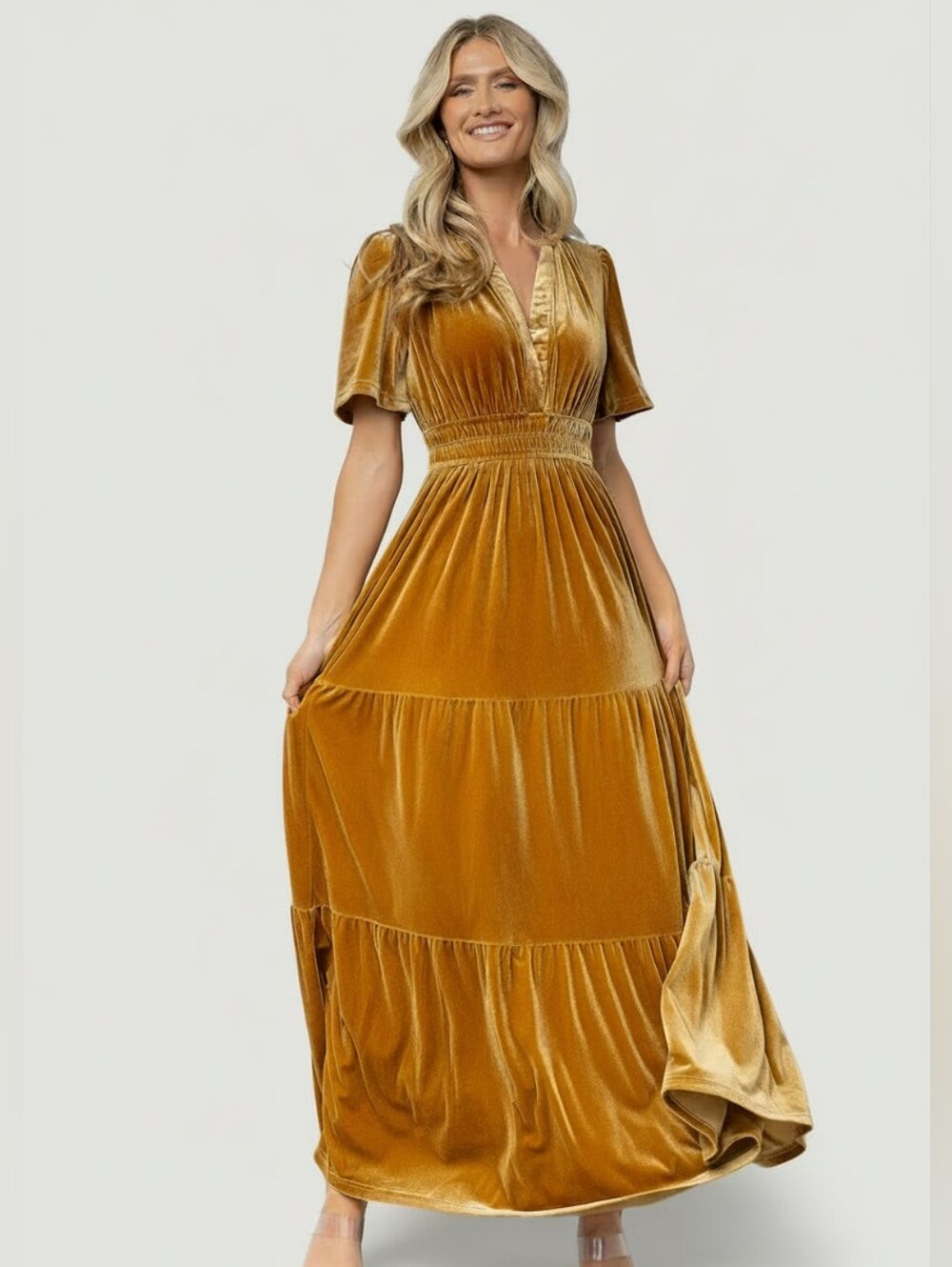 Baltic Born Artemis Velvet Maxi Tiered Dress Size: XS